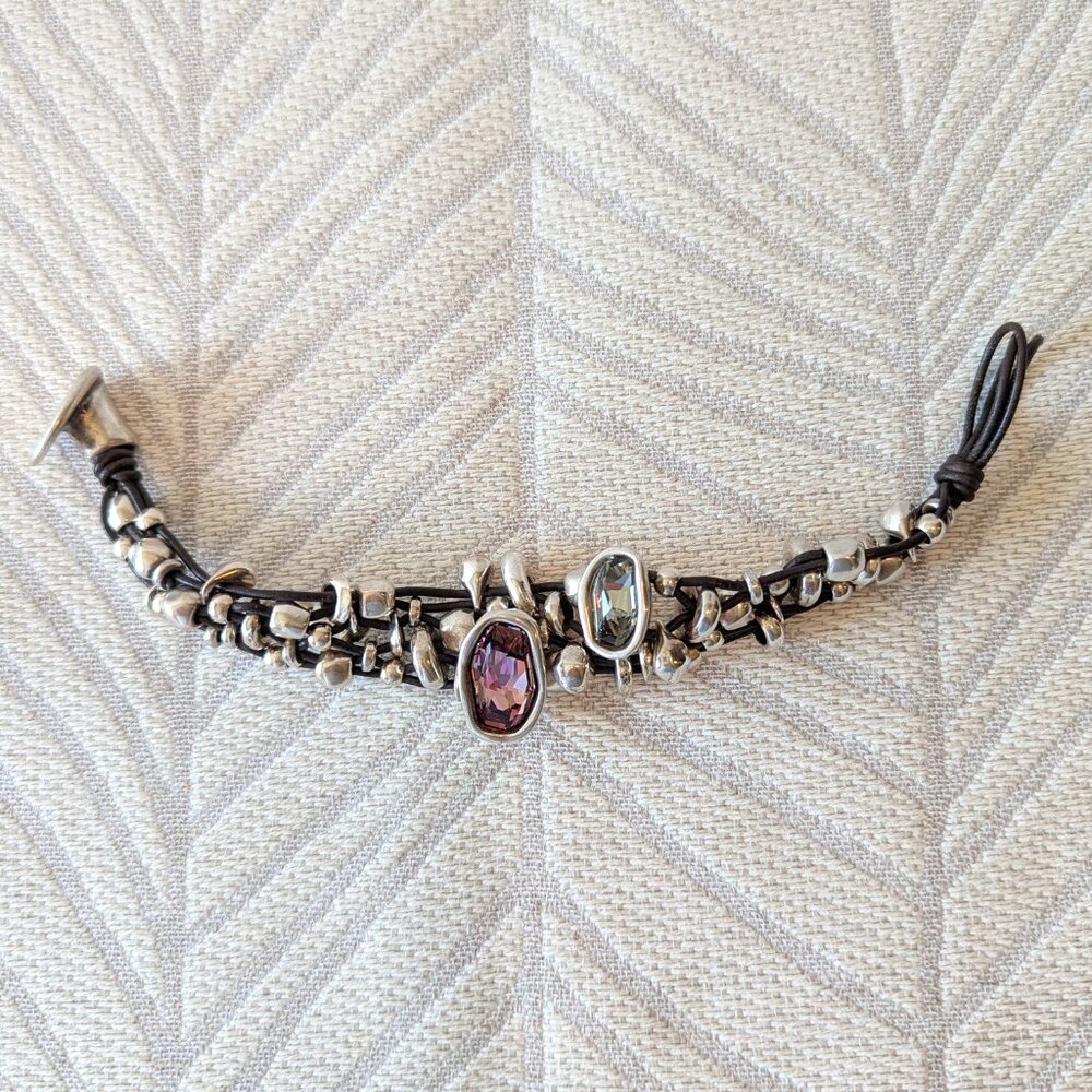 Uno de 50 | Lady Marmalade Bracelet with Amethyst & Gray Swarovski Crystals - Picture 2 of 6